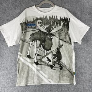 Nordic Sweden Moose Shirt Adult XXL Graphic Print Logo Embroidery Tee T-shirt